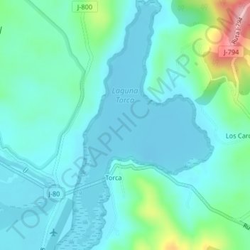 Mapa topográfico Laguna Torca, altitud, relieve