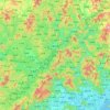 Mapa topográfico Meizhou, altitud, relieve