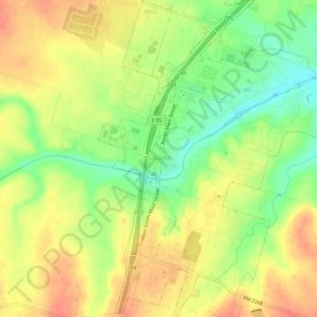 Mapa topográfico Salado, altitud, relieve