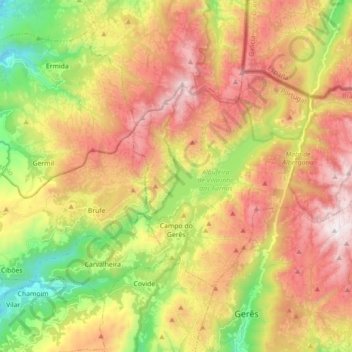Mapa topográfico Campo do Gerês, altitud, relieve