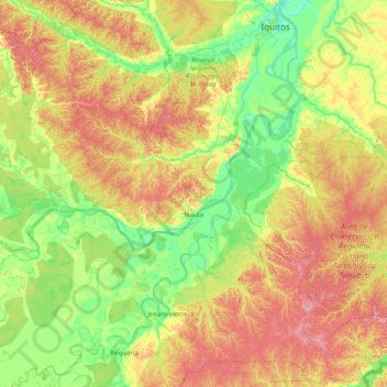 Mapa topográfico Nauta, altitud, relieve