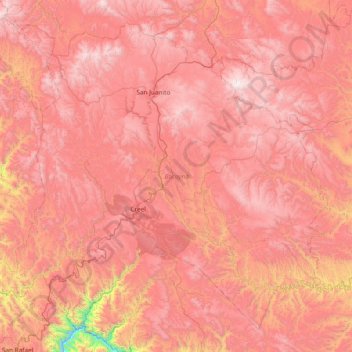 Mapa topográfico Bocoyna, altitud, relieve
