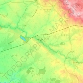 Mapa topográfico La Meilleraie-Tillay, altitud, relieve