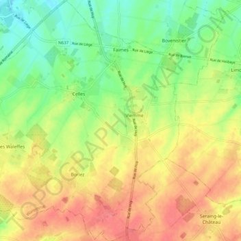 Mapa topográfico Faimes, altitud, relieve