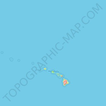 Mapa topográfico Condado de Honolulu, altitud, relieve