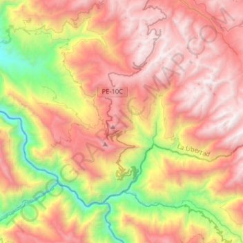 Mapa topográfico Huancaspata, altitud, relieve