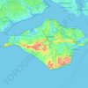 Mapa topográfico Ilha de Wight, altitud, relieve