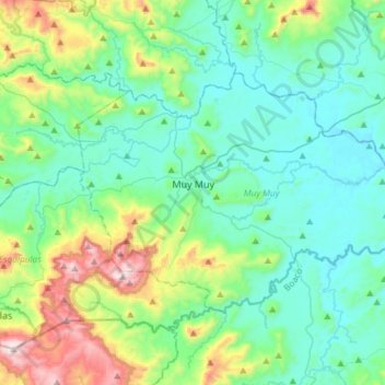 Mapa topográfico Muy Muy, altitud, relieve