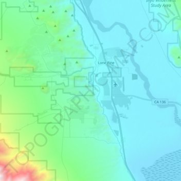 Mapa topográfico Lone Pine, altitud, relieve