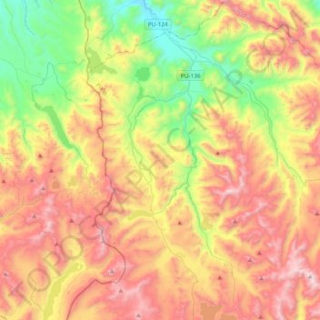 Mapa topográfico Ocuviri, altitud, relieve