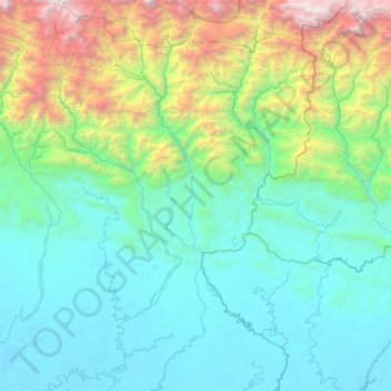 Mapa topográfico Cemara, altitud, relieve