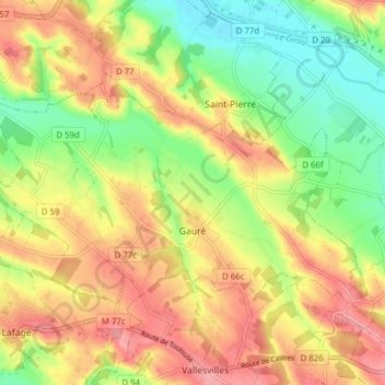 Mapa topográfico Gauré, altitud, relieve