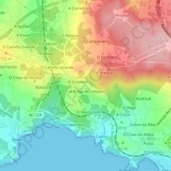 Mapa topográfico Limodre, altitud, relieve