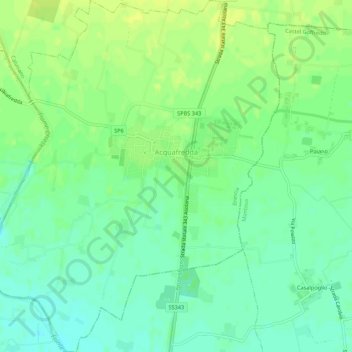 Mapa topográfico Acquafredda, altitud, relieve