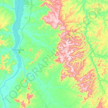 Mapa topográfico Monte do Carmo, altitud, relieve