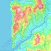 Mapa topográfico O Baixo Miño, altitud, relieve
