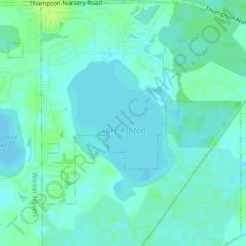 Mapa topográfico Lake Ashton, altitud, relieve
