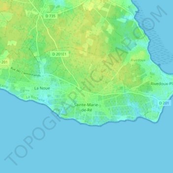 Mapa topográfico Sainte-Marie-de-Ré, altitud, relieve