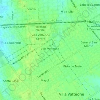 Mapa topográfico Villa Vatteone, altitud, relieve