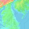 Mapa topográfico Delaware, altitud, relieve