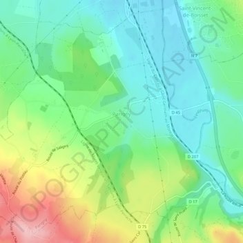 Mapa topográfico Parigny, altitud, relieve