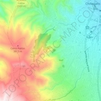 Mapa topográfico La Ecuatoriana, altitud, relieve