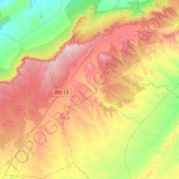 Mapa topográfico Dhaya, altitud, relieve