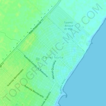 Mapa topográfico Camet Norte, altitud, relieve