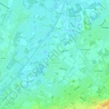Mapa topográfico Herdersem, altitud, relieve