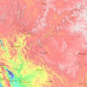 Mapa topográfico Río Colorado, altitud, relieve