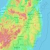 Mapa topográfico Prefectura de Fukushima, altitud, relieve