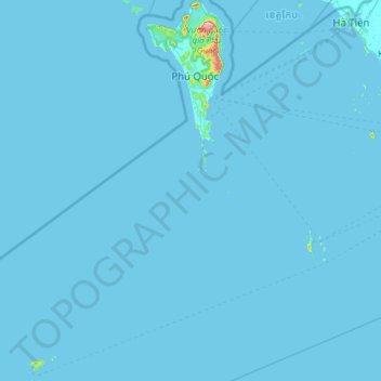 Mapa topográfico Phu Quoc Insel, altitud, relieve