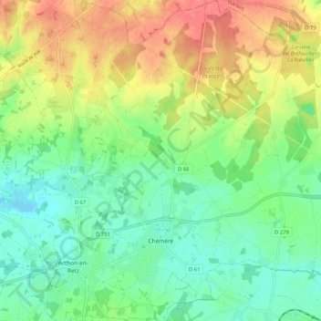 Mapa topográfico Chéméré, altitud, relieve