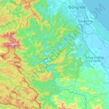 Mapa topográfico Quảng Ninh, altitud, relieve