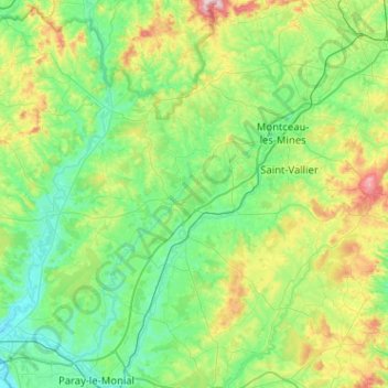 Mapa topográfico La Bourbince, altitud, relieve