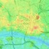 Mapa topográfico City de Londres, altitud, relieve