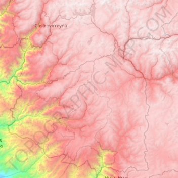 Mapa topográfico Provincia de Huaytará, altitud, relieve