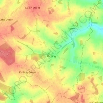 Mapa topográfico Kirtling, altitud, relieve