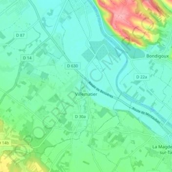 Mapa topográfico Villematier, altitud, relieve