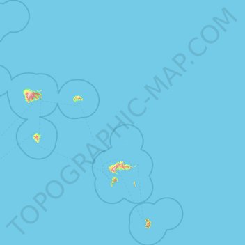 Mapa topográfico Islas Marquesas, altitud, relieve