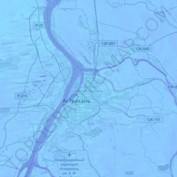 Mapa topográfico Astrakhan, altitud, relieve