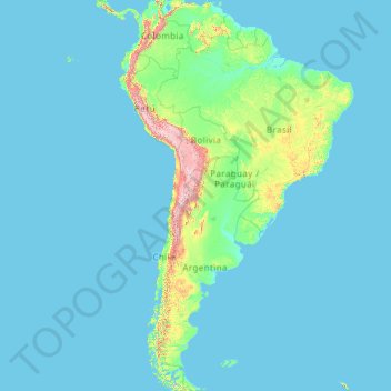 Mapa Topogr Fico Cordillera De Los Andes Altitud Relieve   Thumbnail 