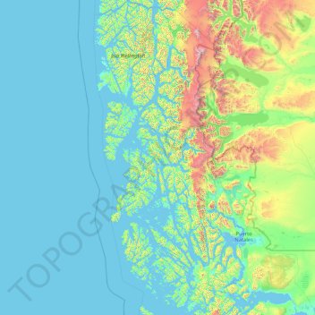 Mapa topográfico Provincia de Última Esperanza, altitud, relieve