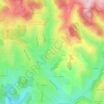 Mapa topográfico Montchal, altitud, relieve