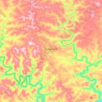 Mapa topográfico Guaporé, altitud, relieve