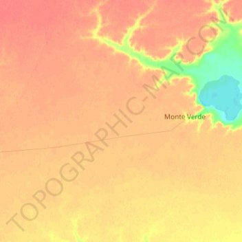 Mapa topográfico Monte Verde, altitud, relieve