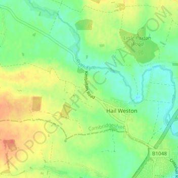 Mapa topográfico Hail Weston, altitud, relieve
