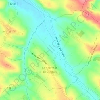 Mapa topográfico La Salvetat-Lauragais, altitud, relieve