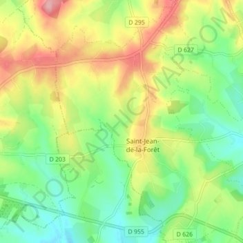 Mapa topográfico Saint-Jean-de-la-Forêt, altitud, relieve