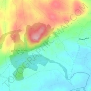 Mapa topográfico Knockmany, altitud, relieve